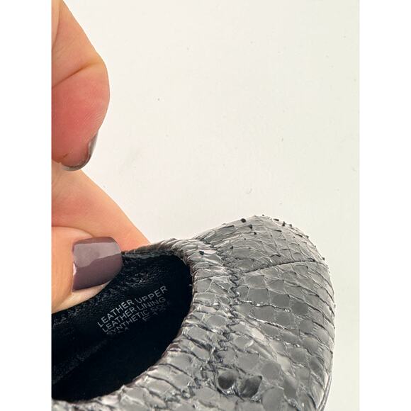 Tory Burch Eddie Womens Black Snakeskin Embossed Leather Skimmer Ballet Flats 7 - Picture 7 of 7